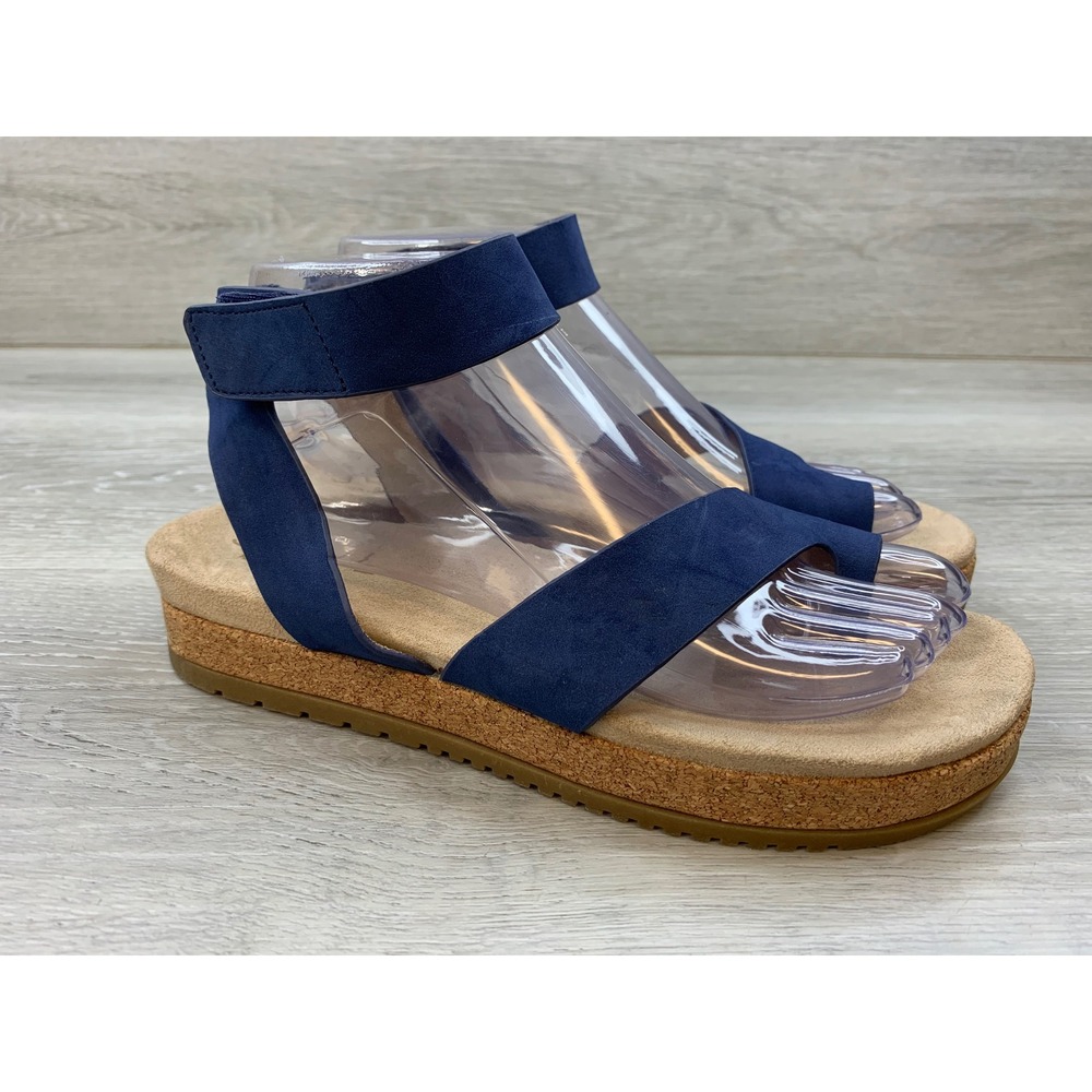 Soul Naturalizer Divina Navy Blue Toe Loop Platform Sandals Women's 7.5 Shoes